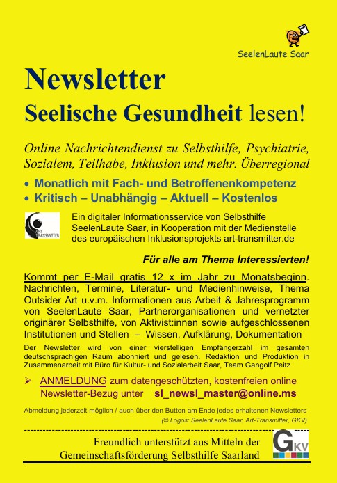 FLYER-Relaunch für online Selbsthilfe-Monatsnewsletter Seelische Gesundheit